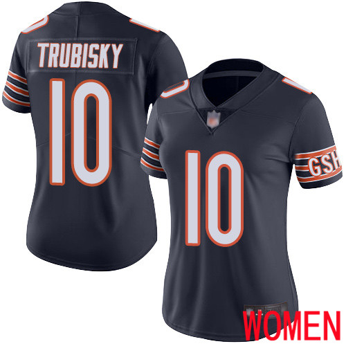 Chicago Bears Limited Navy Blue Women Mitchell Trubisky Home Jersey NFL Football #10 Vapor Untouchable->women nfl jersey->Women Jersey